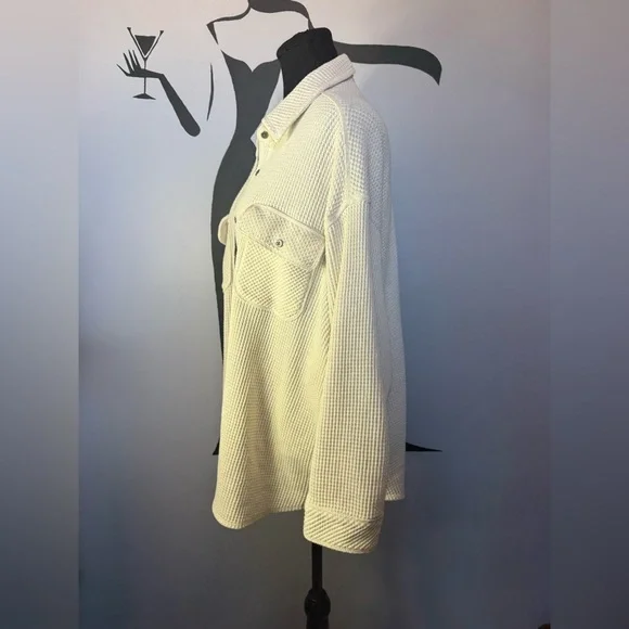 ARIE Lumber Jane Cream Waffle Knit Jacket. PTP 43 - Picture 2 of 8